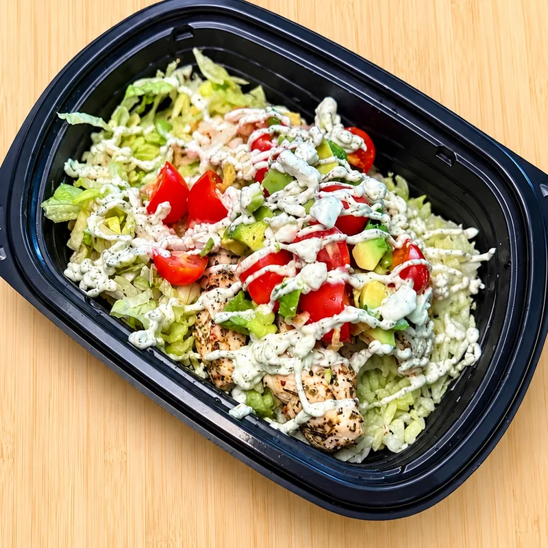 Mediterranean Power Bowl, cooked and plated