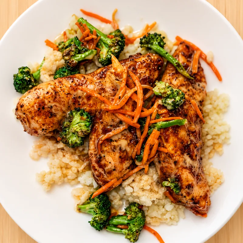 Teriyaki Power Bowl, cooked and plated